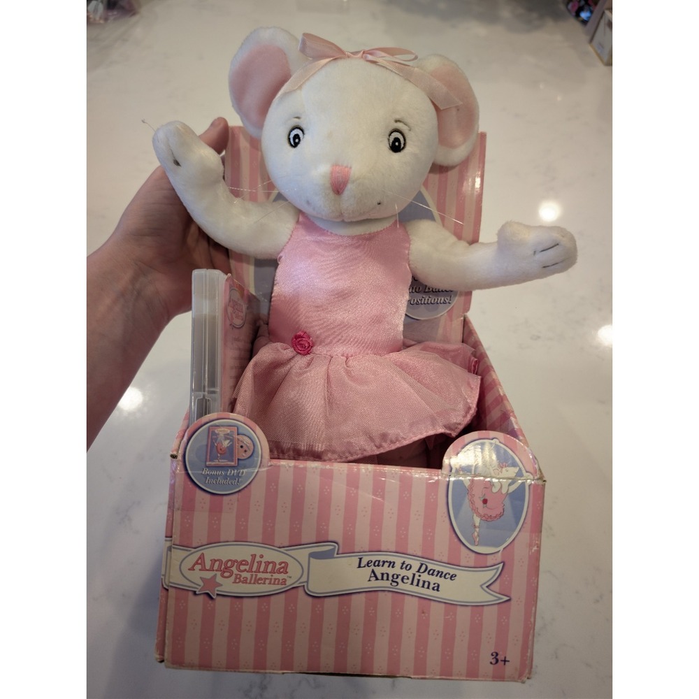Angelina Ballerina Learn to Dance Poseable Plush Doll 2005 NIB w DVD Vintage